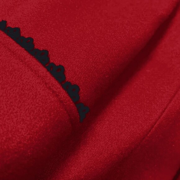 Red Elegant Women's Double-Breasted Lapel Coat - Picture 5 of 5